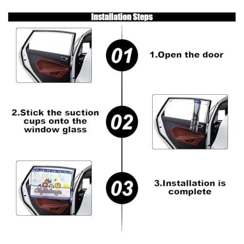 Car Window Shade for Baby, Blackout Car Window Curtain with Storage Pockets & 7 Suction Cups, Cartoon Pattern Cars Side Window Sun Shade Cover for Sun/Heat/UV Rays Protection (Blue-Animals) - color: Blue-Animals