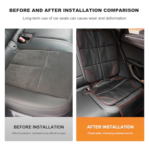 Car Seat Protection Pad, Waterproof 600D Fabric Auto Seat Cover with Thick Padding & Storage Pockets, Anti-Slip Large Protective Cover Mat for Most Vehicle Front Seats (Black & Red) - color: Black & Red