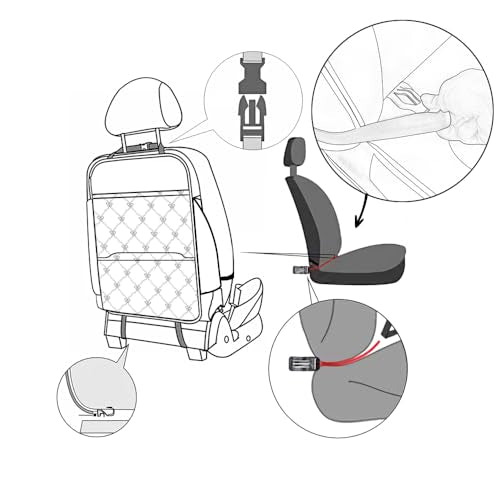 TAIKOO Seat Back Protector + Large Capacity Pocket Storage Organizer,Preventing The Impact of Children Stepping on The Seat Backrest (Style B-Brown) - color: Style B-Brown