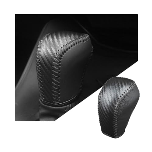 Bittwee Carbon Fiber Car Gear Shift Knob Cover, Leather Vehicle Stick Shifting Protector with Needle & Thread, Stylish Auto Shifter Knob Guard, Compatible with Inspire Crider Integra (Black) - color: Black