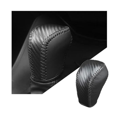 Bittwee Carbon Fiber Car Gear Shift Knob Cover, Leather Vehicle Stick Shifting Protector with Needle & Thread, Stylish Auto Shifter Knob Guard, Compatible with Inspire Crider Integra (Black) - color: Black