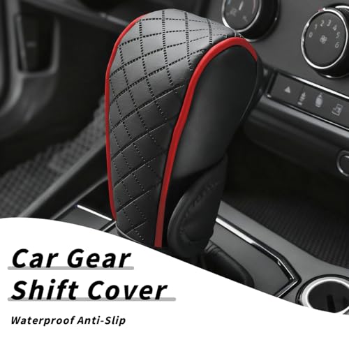 Car Gear Shift Cover, Universal Car Accessories Compatible with Most Truck/Car/SUV, Leather Gear Shift Cover, Soft Comfort, Black Red - color: dangbataoBlackRed