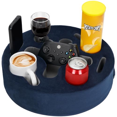 INNO STAGE Couch Cup Holder Pillow-Sofa Cup Holder | Couch Caddy Drinks Cupholder Tray for Bed, Rv, Tv, Car, Man Cave, Backseat for Remote, Snacks (NavyBlue, 13.7 x 13.7 inch) - color: NavyBlue, size: 13.7 x 13.7 inch