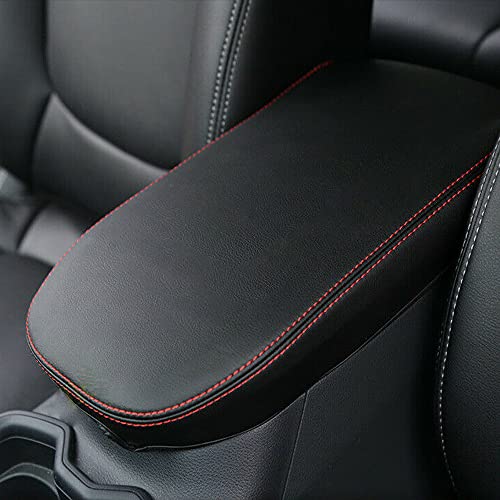 INTGET for Toyota RAV4 Accessories 2025 2024 2023 2022 2021 2020 2019 and 2021-2024 RAV-4 Prime Center Console Cover Leather Armrest Middle Console Lid Cover Arm Rest Covering Car(Red) - color: red