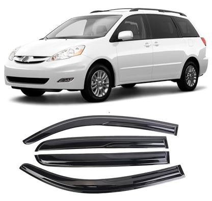 Tape-On Window Visors Deflectors Rain Guards 4 Piece Set ‎Compatible with 2004-2009 Toyota Sienna 94153 - size: 2004-2009 Toyota Sienna