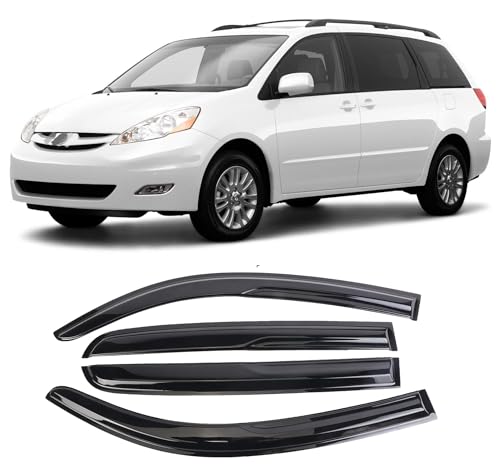 Tape-On Window Visors Deflectors Rain Guards 4 Piece Set ‎Compatible with 2004-2009 Toyota Sienna 94153 - size: 2004-2009 Toyota Sienna