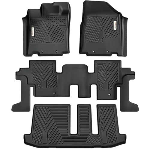 YITAMOTOR Floor Mats for Nissan Pathfinder 2013-2020, Infiniti QX60 2014-2020, JX35 2013, Custom Fit All Weather Anti-Slip TPE Rubber Mat, Pathfinder Accessories, 3 Row Automotive Floor Liners, Black - style: 13-20 Pathfinder/13 Infiniti JX35/14-20 Infini