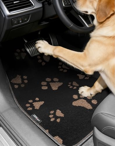 Cute Embroidered Dog Paw Car Floor Mats for Pet Lovers, Universal Fit All Weather Car Mats with Anti-Slip Nibbs Backing, Carpet Floor Mats for Cars, Trucks & Sedans, Full Set of 4 (Brown Paw) - color: Brown Paw