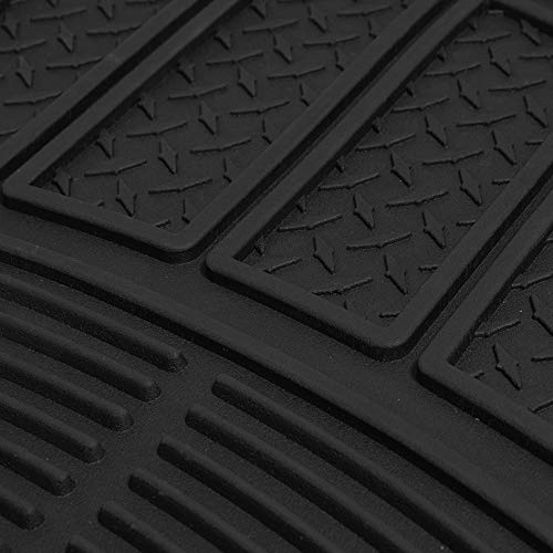 BDK 3-Piece Universal Front & Rear Rubber Floor Mats, Heavy Duty Universal Fit Liners for Cars SUVs Trucks Vans, All Weather Protection Anti-Slip Nibs, Flexible Contours Fits Most Vehicles - Black