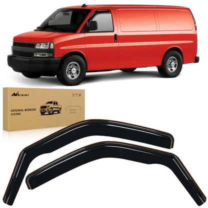 Nilight in-Channel Window Visors for 1996–2026 Chevy Express Van 1500/GMC Savana 1500, Vent Window Deflectors Rain Guards, Fresh Air in Rainy Weather, Highway Wind Noise Reduction-2PCS - color: 1996-2014 Chevy Express Van 1500
