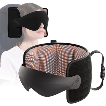 Travel Pillow for Airplane, Travel Pillow with Seat Strap and 3D Eye Mask to Firm Head, 360°Support Headrest No Bobblehead, Travel Essentials for Long Flight,Car Road Trip,Mottled Red - color: Mottled Red