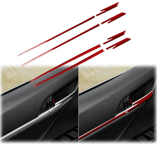 Carbon Fiber Compatible with Toyota Camry 2018 2019 2020 2021 2022 2023 2024 Accessories Car Inner Door armrest Upper Strips Trim Exterior Sticker 8PCS Red - color: Inner Door Panel Strips Trim
