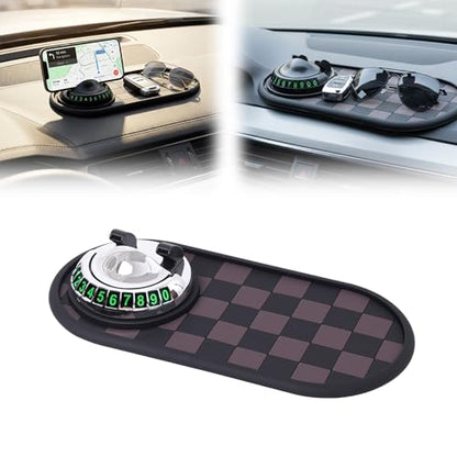 Multifunctional Car Anti-Slip Mat with 360° Rotating Phone Holder & Temporary Parking Number, Anti Slip Mat for Car Dashboard, Multi Functional Cell Phone Holder for Sunglasses Keys Small Items (#B) - color: #B