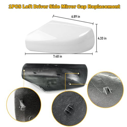 Moonlinks Mirror Cover Replacement Compatible With Nissan Altima 2.5L 2007 2008 2009 2010 2011 2012, Pearly White Left Driver Side Clip-on Mirror Cap WITHOUT Turn Signal, Replace for 96302-JB13E - color: Left White