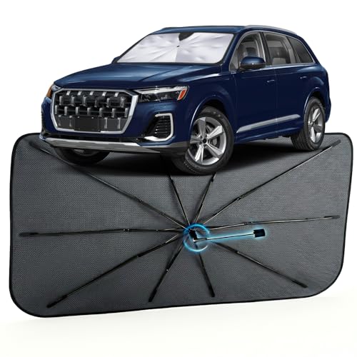 Car Windshield Sun Shade for Audi Q7 2016-2026 –[Reflective Coated Fabric] Sunshade Umbrella for Front Window, Car Shades Sun Visor Keep Car Cool and Protects Interior, 1:1 Exact Fit - size: For Audi Q7 2016-2026