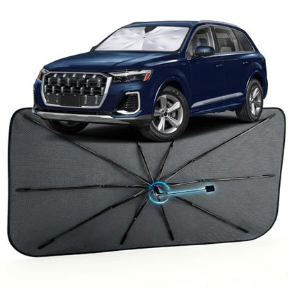 Car Windshield Sun Shade for Audi Q7 2016-2026 –[Reflective Coated Fabric] Sunshade Umbrella for Front Window, Car Shades Sun Visor Keep Car Cool and Protects Interior, 1:1 Exact Fit - size: For Audi Q7 2016-2026