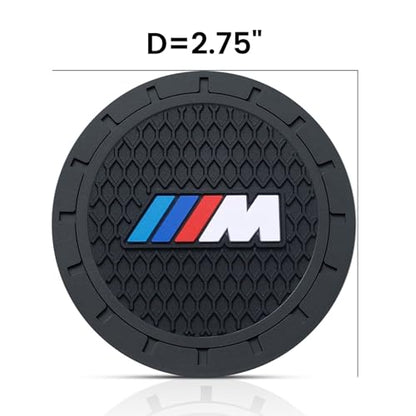 Car Cup Holder Coaster Fit for BMW M M2 M3 M4 Recessed Silicone Cupholder Coaster Interior Accessories 2.75in 2Pack - color: Black-05