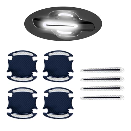 1 Pack 8 Pcs Car Door Handle Protector Reflective Stickers Universal Auto Door Handle Paint Guard Cover, Self-Adhesive Fits Fou Most Vehicle (White) - color: White