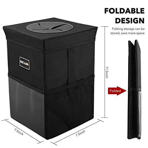 Car Trash Can with Lid - Trash Bag Hanging with Storage Pockets Leak-Proof SUV Organizer Collapsible and Portable Waterproof Truck Garbage Bin, 2.6 Gal Large Capacity Multipurpose Trash Bin for Van - size: 2.6 Gal