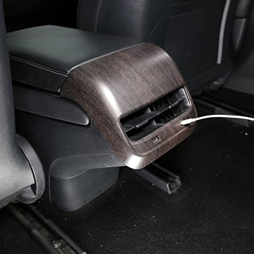 Rear Air Outlet Vent Trim Cover,Rear Air Condition Vent Cover Trim,Rear Center Console Air Vent A/C Cover Trim for Tesla Model 3 & Model Y 2017-2021 (Oak Grain) - color: Oak Grain