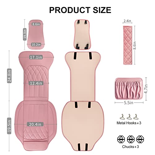 1 Pack Leather Front Car Seat Cover, Universal Sideless Car Seat Protector with Storage Pocket and Seat Belt Pad, Waterproof Automotive Seat Cover Cars Trucks SUV(Pink) - color: front 1pcs pink