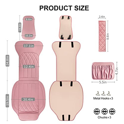 1 Pack Leather Front Car Seat Cover, Universal Sideless Car Seat Protector with Storage Pocket and Seat Belt Pad, Waterproof Automotive Seat Cover Cars Trucks SUV(Pink) - color: front 1pcs pink