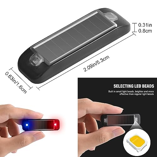 2Pack Solar Warning Lamp,WONFAST Waterproof Mini LED Solar Car Flashing Alarm Safety Lamp Bar Emergency Security Strobe Light for Bike Motorcycles SUV Truck Vehicle Night Driving (Red/Blue) - color: Red/Blue