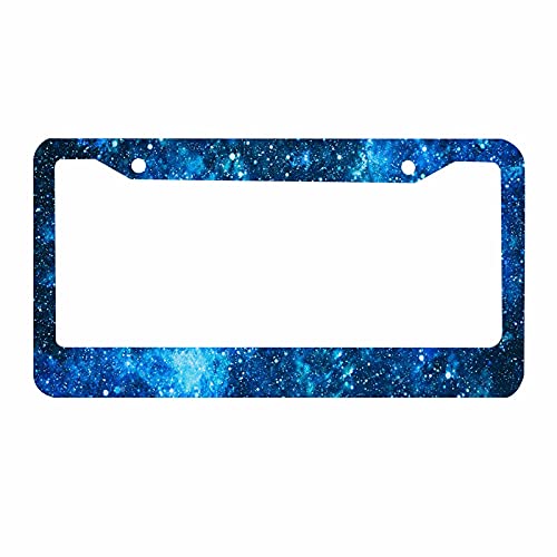 Decorative License Plate Frame Blue Galaxy Space Car Tag Frame Aluminum Auto License Plate Holder for Men Women - color: Multi-0001