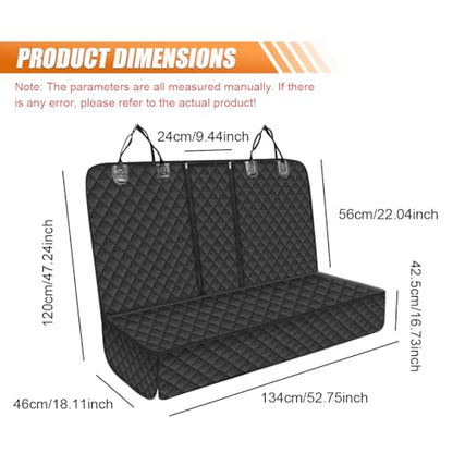 Car Back Seat Cover for Dog, Waterproof Nonslip Car Seat Protector for Pet Kids, Pet Bench Backseat Cover for Cars SUVs Trucks, 53"
