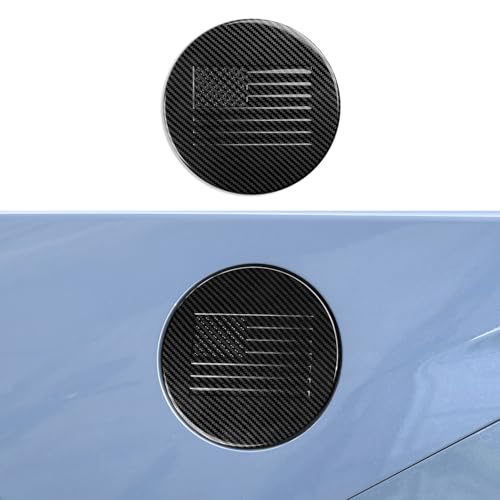 ABS Exterior Fuel Filler Door Gas Tank Cap Decoration Trim Cover Accessories for 2024 2025 2026 Ford Mustang (Carbon Fiber Style) - color: Fuel Filler Door Gas