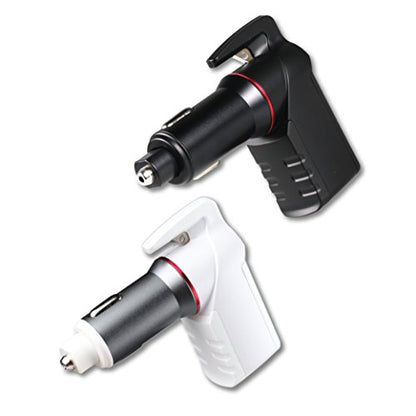 Stinger USB Emergency Escape Tool: Life-Saving Rescue Car Charger, Spring Loaded Window Breaker, Seat belt Cutter, Dual USB Ports Max. 2.4A (1x Black and 1x White Stinger) - color: White & Black 2pcs Combo Deal