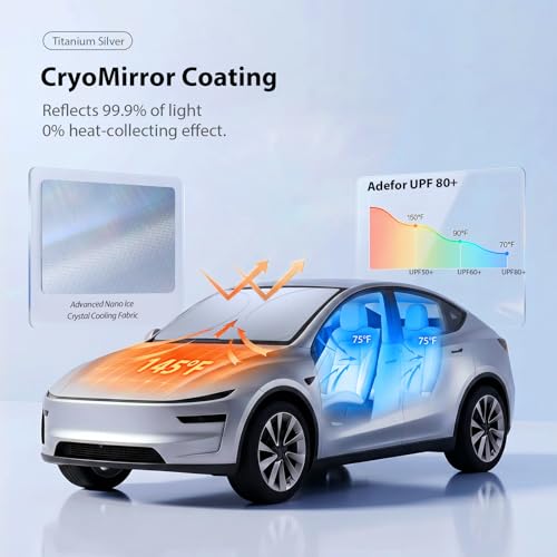 Upgraded Windshield Sun Shade for Tacoma, Pick-ups, Sedans & SUVs[Nano Ice-Crystal Cooling, 99.9% Sun Protection] Foldable Sunshade with Storage Bag, Car Accessories, S (59 x 29 in) - size: S | 59"L x 29"W