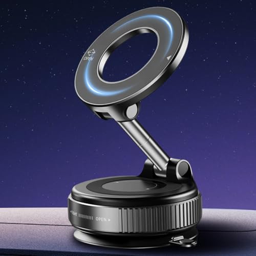 Minson's BestShop Vacuum Magnetic Car Phone Holder - 108lbs Suction & 3000gf Magnet, 360° Foldable Car Phone Mount for iPhone 16-12, Samsung, Android in All Vehicles/Gym/Mirror/Smooth Surfaces