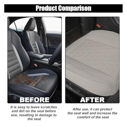 Leather Car Seat Cover, Auto Front Bottom Seat Cover Luxury Car Seat Protector Anti-Slip Waterproof Cushion Cover with Storage Pocket, for Most Cars, Trucks, SUVs (Light Grey) - color: Light Grey