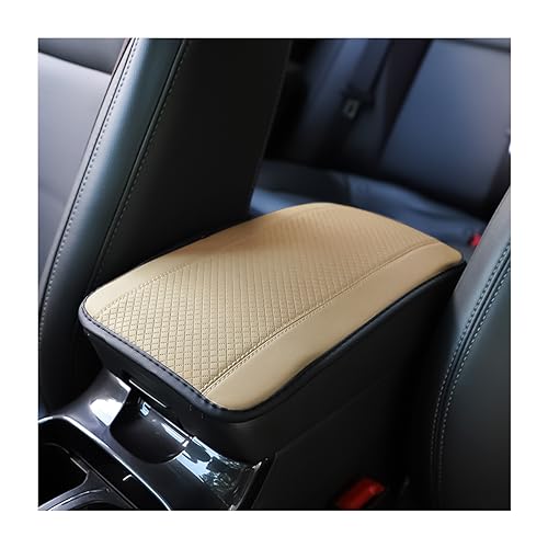 Osilly Armrest Pad for Car, PU Leather Auto Center Console Cushion Mat, Four Seasons Automotive Armrest Seat Box Cover, Universal Vehicle Interior Accessories for SUV, Truck, Van (Beige) - color: Beige