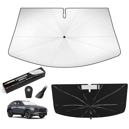 Windshield Sun Shade Umbrella Custom Fit for Mazda CX-30 2020-2025 Foldable UV Protection Car Cover, Emergency Rain Shield & Dashboard Protector - Durable Auto Accessory - size: For Mazda CX-30 2020-2025