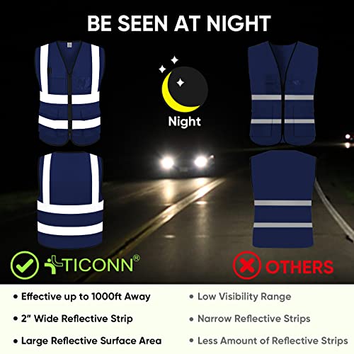 TICONN Reflective Safety Vest High Visibility Class II Mesh Vest for Women & Men Meets ANSI Standards - color: Blue, size: Small