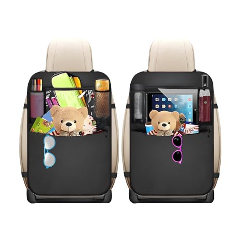2PCS Car Backseat Organizer, Multi-Pocket Back Seat Protector with 10.2" Tablet Holder, Waterproof Oxford Fabric Storage Bag Auto Kick Mat for Kids Toddlers (C with Large Pocket) - color: C with Large Pocket
