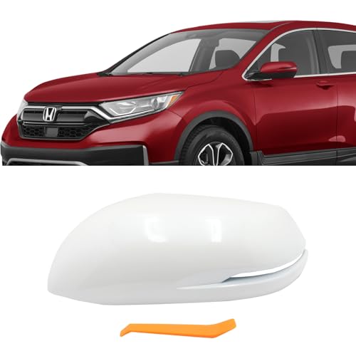 Left Driver Side Replacement Mirror Cover Compatible with 2017-2022 Honda CR-V CRV,2016-2022 Honda HRV HR-V Exterior Door Side Rearview Mirror Cap Cover With Turn Signal Light Pearl （White） - size: Left White