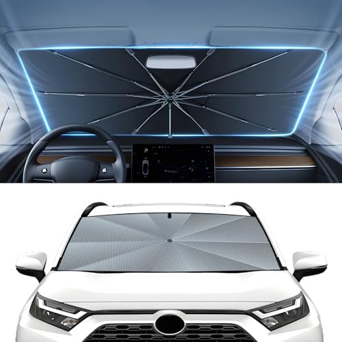 Autorder Windshield Sun Shade Umbrella for 2019-2025 2026 Toyota RAV4 Accessories,Upgraded Ice Crystal Material,Easy Setup Umbrella Sunshade for Car Windshield,100% Sun Blocking - size: Toyota RAV4 2019-Present