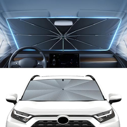 Autorder Windshield Sun Shade Umbrella for 2019-2025 2026 Toyota RAV4 Accessories,Upgraded Ice Crystal Material,Easy Setup Umbrella Sunshade for Car Windshield,100% Sun Blocking - size: Toyota RAV4 2019-Present
