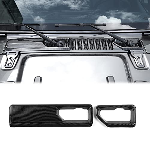 JWWY JL Wrangler Front Wiper Base Panel Protect Cover Trim Compatible with 2018-2026+ Jeep Wrangler JL JLU Gladiator JT 4xe Trunk Accessories Carbon Fiber - color: Carbon Fiber