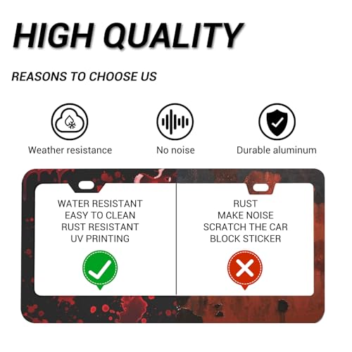 Red Blood Drop License Plate Frame, Halloween Funny License Plate Holder, Black Aluminum License Plate Covers, 2 Holes & Screws, 6 X 12 in - color: Blood Drop, size: 6"L x 12"W