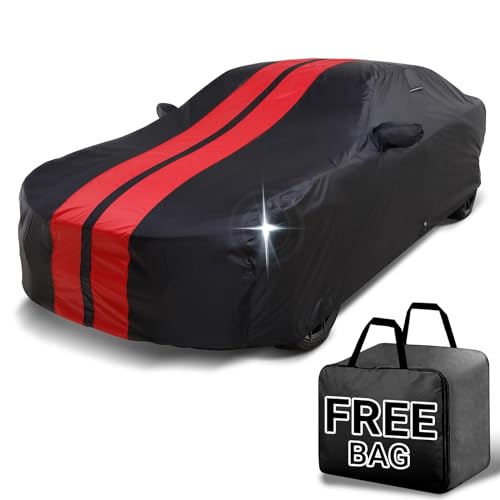 iCarCover Premium Car Cover for 2014-2024 Jaguar F-Type Heavy Duty Waterproof All Weather Automobiles Custom Fit Full Exterior Indoor Outdoor UV Snow Rain Protection Covers (Stripe - Black/Red) - color: Black / Red (Stripe), size: 2. F-Type 2014-2024