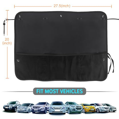 Car Sun Shade Side Window, 2 Pcs Blackout Car Window Shade for Baby Privacy with Storage Net Pockets Auto Curtains 7 Suction Cups for Heat/UV Protection Sun Block Covers - color: Black-2pcs