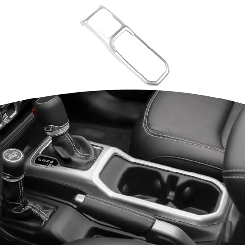 RT-TCZ for Jeep JL Gear Shift Cup Holder Panel Trim Cover for Jeep Wrangler JL JLU 2018 up for Gladiator JT 2020 up Silver Interior Accessories - color: Silver