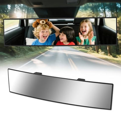 Rear View Mirror, Chrome Anti-glare Panoramic Rear Mirrors Universal 14 Inch Convex Car Interior Clip on Extra Big Wide Angle Rearview Mirror Extender to Reduce Blind Spot for Car SUV Trucks - size: 14 Inch
