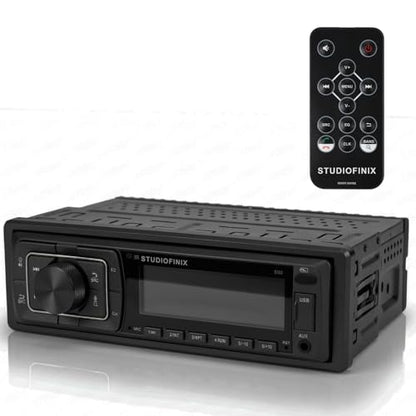 STUDIOFINIX Single Din Bluetooth 5.1 Marine Car Stereo Receiver, 240W Audio Head Unit with IR & APP Control, FM/AM Radio, Built-in Mic & EQ, USB/SD/AUX/MP3 for 12V Car Truck RV ATV UTV Boat (Black)