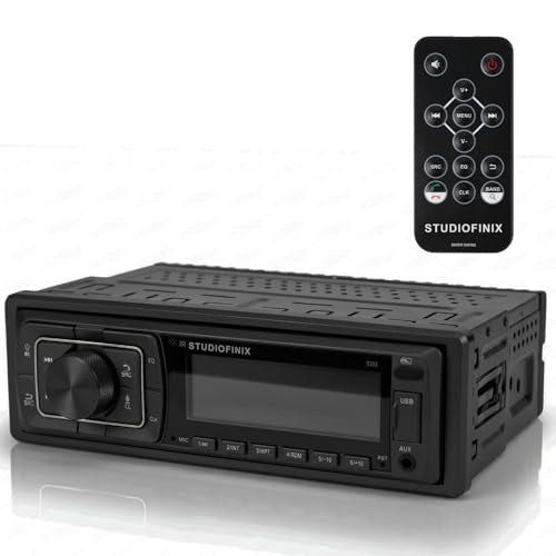 STUDIOFINIX Single Din Bluetooth 5.1 Marine Car Stereo Receiver, 240W Audio Head Unit with IR & APP Control, FM/AM Radio, Built-in Mic & EQ, USB/SD/AUX/MP3 for 12V Car Truck RV ATV UTV Boat (Black)