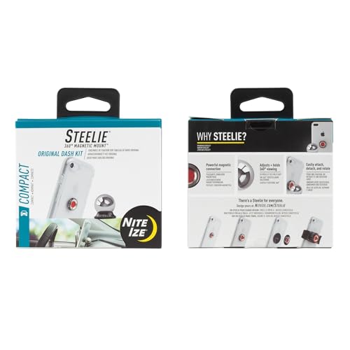 Nite Ize Steelie Original Dash Kit - Magnetic Phone Mount for Car Dashboard - Car Phone Holder with Strong Steelie Magnet & 3M VHB Adhesive - style: Dash
